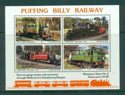 Australia-1989-Puffing-Billy-Railway-Trains-2-MS-MUH-lot51839