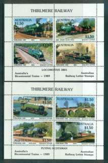 Australia-1989-Thirlmere-Railway-Trains-2x-MS-MUH-lot51865