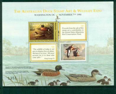 Australia-1990-Joint-USA-National-Parks-Wildlife-Services-Duck-Stamp-MS-MUH-Lot26276