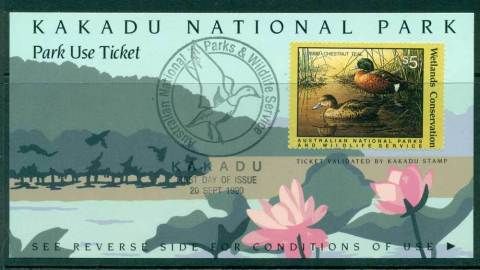 Australia-1990-National-Parks-Wildlife-Services-Duck-Stamp-Park-Ticket-FDI-MUH-Lot26184