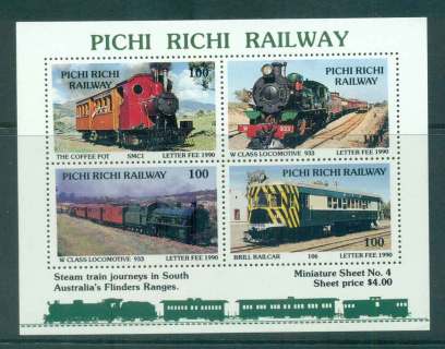 Australia-1990-Pitchi-Richi-Railway-Trains-4-MS-MUH-lot51856