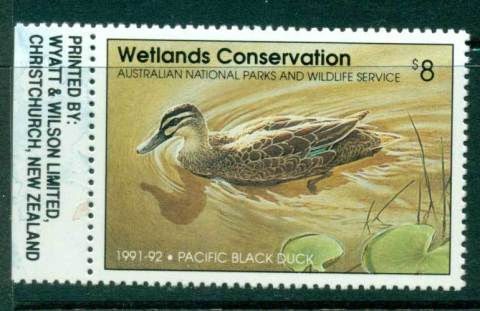 Australia-1991-2-National-Parks-Wildlife-Services-Duck-Stamp-Imprint-Single-MUH-Lot26204