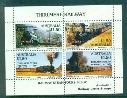 Australia-1991-Thirlmere-Railway-Trains-Opt-Festival-MS-MUH-lot51869