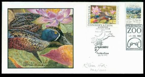 Australia-1992-3-National-Parks-Wildlife-Services-Duck-Stamp-Artist-Signed-FDC-Lot26331