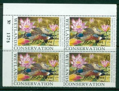 Australia-1992-3-National-Parks-Wildlife-Services-Duck-Stamp-Artist-Signed-Sheet-Number-Block-4-MUH-Lot26244