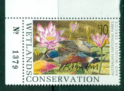 Australia-1992-3-National-Parks-Wildlife-Services-Duck-Stamp-Artist-Signed-Sheet-Number-Single-MUH-Lot26243