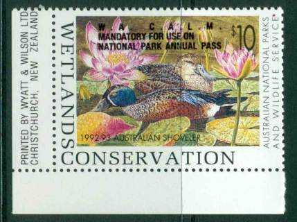 Australia-1992-3-National-Parks-Wildlife-Services-Duck-Stamp-Overprint-Imprint-Single-MUH-Lot26249