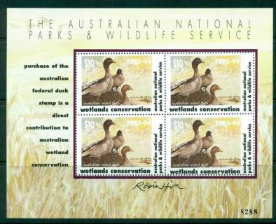 Australia-1993-4-National-Parks-Wildlife-Services-Duck-Stamp-Artist-Signed-MS-MUH-Lot26215