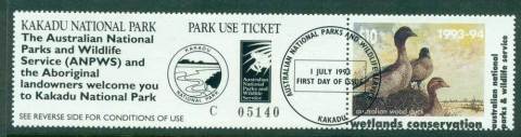 Australia-1993-4-National-Parks-Wildlife-Services-Duck-Stamp-Park-Ticket-CTO-FDI-Lot26216