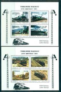 Australia-1993-Thirlmere-Railway-Trains-Opt-50th-Birthday-2xMS-MUH-lot51873