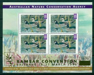 Australia-1995-6-National-Parks-Wildlife-Services-Duck-Stamp-Gold-Opt-Ramsar-Convention-BrisbaneMS-MUH-Lot26255