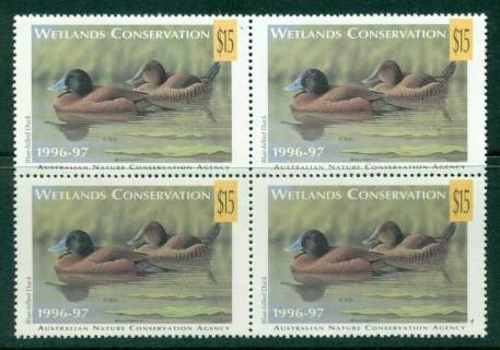 Australia-1996-7-National-Parks-Wildlife-Services-Duck-Stamp-Block-4-MUH-Lot26271