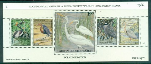 USA-1986-National-Audubon-Society-Wildlife-Conservation-Bird-Stamps-MS-MUH