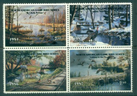 USA-1987-North-American-Game-Bird-Series-Stamps-Blk4-MUH