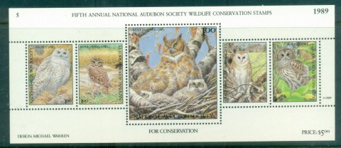 USA-1989-National-Audubon-Society-Wildlife-Conservation-Bird-Stamps-MS-MUH