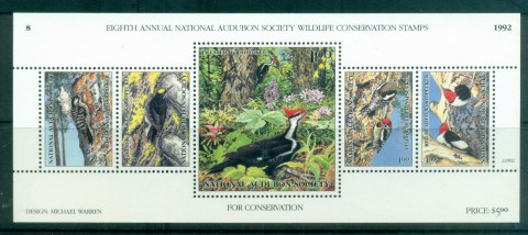 USA-1992-National-Audubon-Society-Wildlife-Conservation-Bird-Stamps-MS-MUH