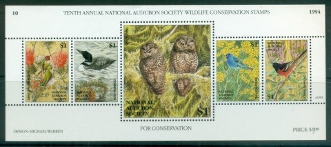 USA-1994-National-Audubon-Society-Wildlife-Conservation-Bird-Stamps-MS-MUH