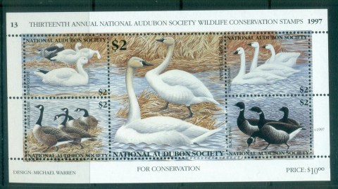 USA-1997-National-Audubon-Society-Wildlife-Conservation-Bird-Stamps-MS-MUH