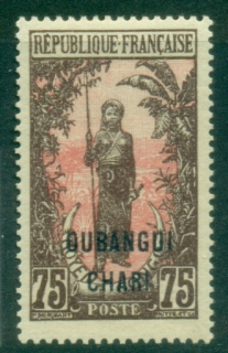 Ubangi-Shari-1922-Middle-Congo-Bakalois-Woman-Opt-OUBANGI-CHARI-75c-MLH Ubangi-Shari-1922-Middle-Congo-Bakalois-Woman-Opt-OUBANGI-CHARI-75c-MLH