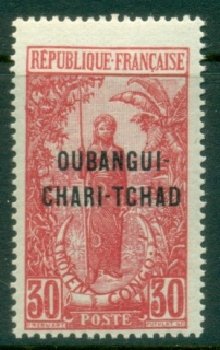 Ubangi-Shari-1915-22-Middle-Congo-Bakalois-Woman-Opt-OUBANGI-CHARI-TCHAD-30c-MLH_1