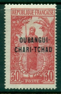 Ubangi-Shari-1915-22-Middle-Congo-Bakalois-Woman-Opt-OUBANGI-CHARI-TCHAD-30c-MLH_2