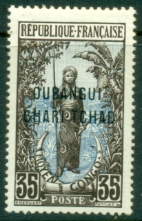 Ubangi-Shari-1915-22-Middle-Congo-Bakalois-Woman-Opt-OUBANGI-CHARI-TCHAD-35c-MLH