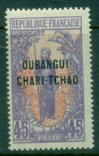 Ubangi-Shari-1915-22-Middle-Congo-Bakalois-Woman-Opt-OUBANGI-CHARI-TCHAD-45c-MLH