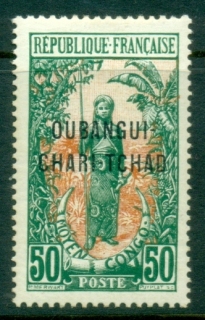 Ubangi-Shari-1915-22-Middle-Congo-Bakalois-Woman-Opt-OUBANGI-CHARI-TCHAD-50c-MLH