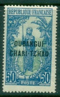 Ubangi-Shari-1915-22-Middle-Congo-Bakalois-Woman-Opt-OUBANGI-CHARI-TCHAD-50c-MLH_2