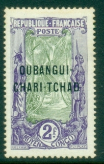 Ubangi-Shari-1915-22-Middle-Congo-Coconut-Grove-Opt-OUBANGI-CHARI-TCHAD-2f-gum-toned-perf-MLH