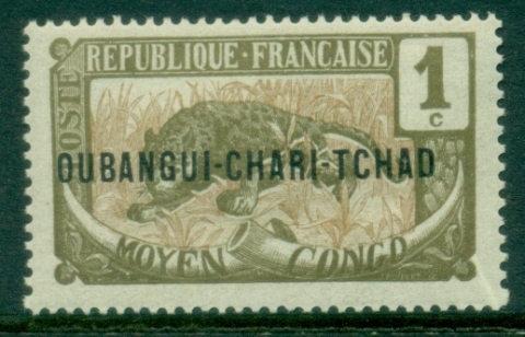 Ubangi-Shari-1915-22-Middle-Congo-Leopard-Opt-OUBANGI-CHARI-TCHAD-1c-MLH