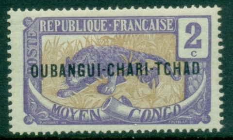 Ubangi-Shari-1915-22-Middle-Congo-Leopard-Opt-OUBANGI-CHARI-TCHAD-2c-MLH