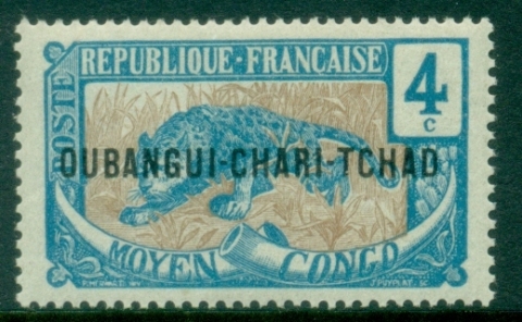 Ubangi-Shari-1915-22-Middle-Congo-Leopard-Opt-OUBANGI-CHARI-TCHAD-4c-MLH