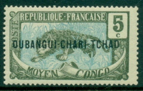 Ubangi-Shari-1915-22-Middle-Congo-Leopard-Opt-OUBANGI-CHARI-TCHAD-5c-MLH