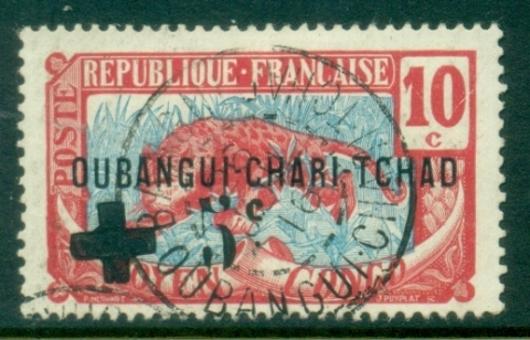 Ubangi-Shari-1916-Middle-Congo-Leopard-Opt-OUBANGI-CHARI-TCHAD-Red-Cross-FU