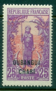 Ubangi-Shari-1922-Middle-Congo-Bakalois-Woman-Opt-OUBANGI-CHARI-25c-MLH