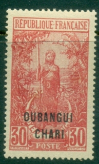 Ubangi-Shari-1922-Middle-Congo-Bakalois-Woman-Opt-OUBANGI-CHARI-30c-MLH