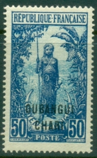 Ubangi-Shari-1922-Middle-Congo-Bakalois-Woman-Opt-OUBANGI-CHARI-50c-MLH