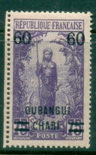 Ubangi-Shari-1922-Middle-Congo-Bakalois-Woman-Opt-OUBANGI-CHARI-60c-on-75c-MLH