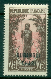 Ubangi-Shari-1922-Middle-Congo-Bakalois-Woman-Opt-OUBANGI-CHARI-75c-MLH