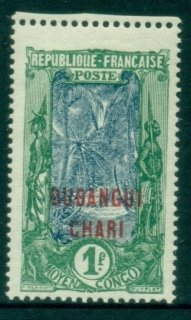 Ubangi-Shari-1922-Middle-Congo-Coconut-Grove-Opt-OUBANGI-CHARI-1f-MLH