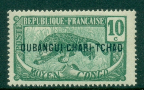 Ubangi-Shari-1922-Middle-Congo-Leopard-Opt-OUBANGI-CHARI-10c-MLH