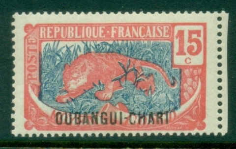 Ubangi-Shari-1922-Middle-Congo-Leopard-Opt-OUBANGI-CHARI-15c-MLH