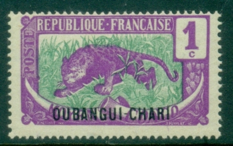 Ubangi-Shari-1922-Middle-Congo-Leopard-Opt-OUBANGI-CHARI-1c-MLH