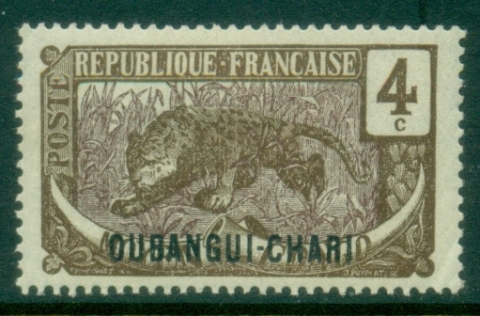 Ubangi-Shari-1922-Middle-Congo-Leopard-Opt-OUBANGI-CHARI-4c-MLH