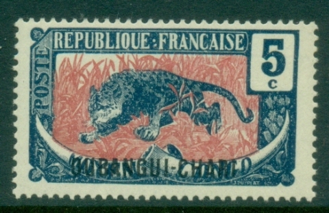 Ubangi-Shari-1922-Middle-Congo-Leopard-Opt-OUBANGI-CHARI-5c-MLH