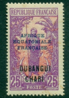 Ubangi-Shari-1924-33-Middle-Congo-Bakalois-Woman-Opt-Afrique-Equatorial-Francaise-25c-MLH