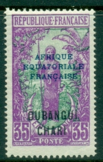 Ubangi-Shari-1924-33-Middle-Congo-Bakalois-Woman-Opt-Afrique-Equatorial-Francaise-35c-MLH