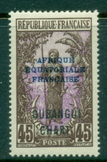 Ubangi-Shari-1924-33-Middle-Congo-Bakalois-Woman-Opt-Afrique-Equatorial-Francaise-45c-MLH