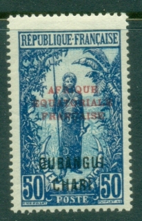 Ubangi-Shari-1924-33-Middle-Congo-Bakalois-Woman-Opt-Afrique-Equatorial-Francaise-50c-MLH